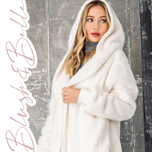 NADINE Plush Faux Fur Hooded Cardigan - Picture 2 of 12